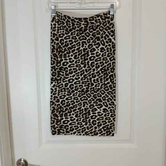 Forever 21 Leopard Print Midi Skirt Women's Small Stretch Bodycon Animal - Picture 1 of 7